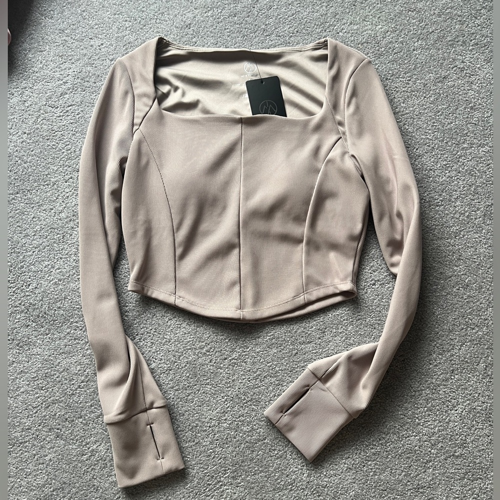 Move Theology Women's Tan Long Sleeve Crop Top